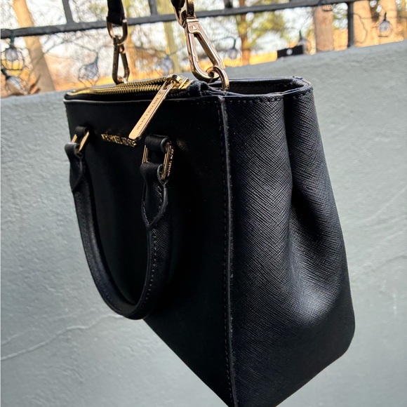 Michael Kors Black Satchel with Gold Accents - Picture 4 of 16